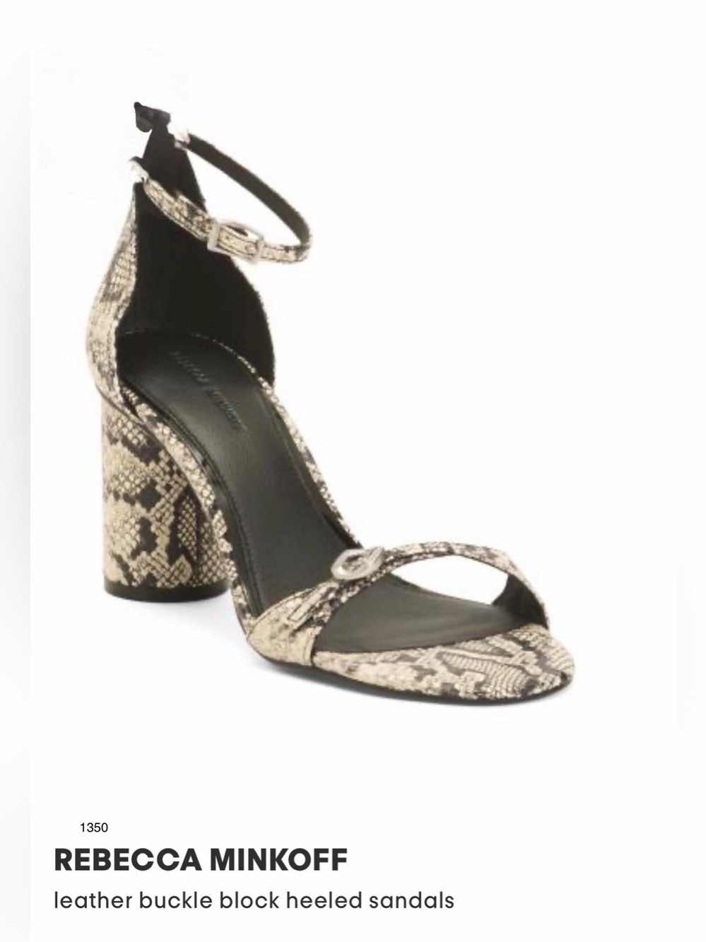 *NWOT* Rebecca Minkoff Snake-Print Ankle Strap Block Heel Sandals